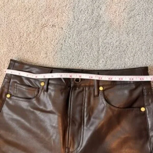 Veronica Beard Carson High Rise Ankle Flare Dark Chocolate Leather Flare Pants